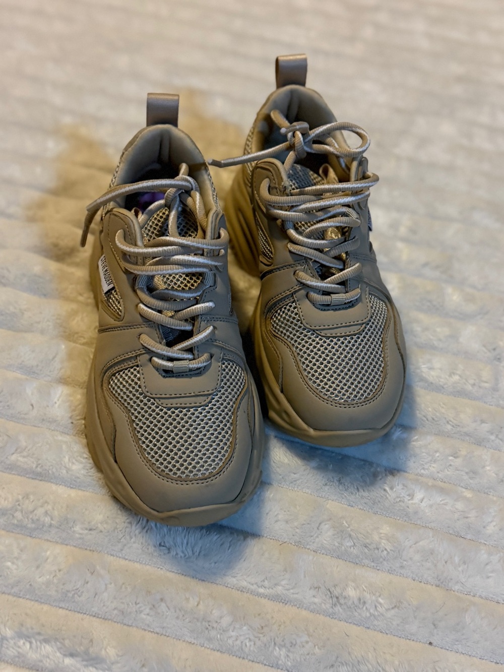 Steve Madden Chunky Beige Mesh Sneakers, new